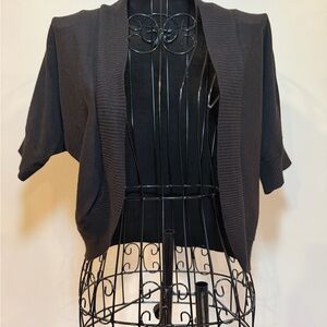 Ann Taylor Black Short-Sleeve Open Shrug